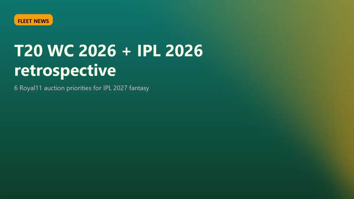 Royal11 T20 WC 2026 exit + IPL 2026 retrospective — IPL 2027 mega auction priorities banner
